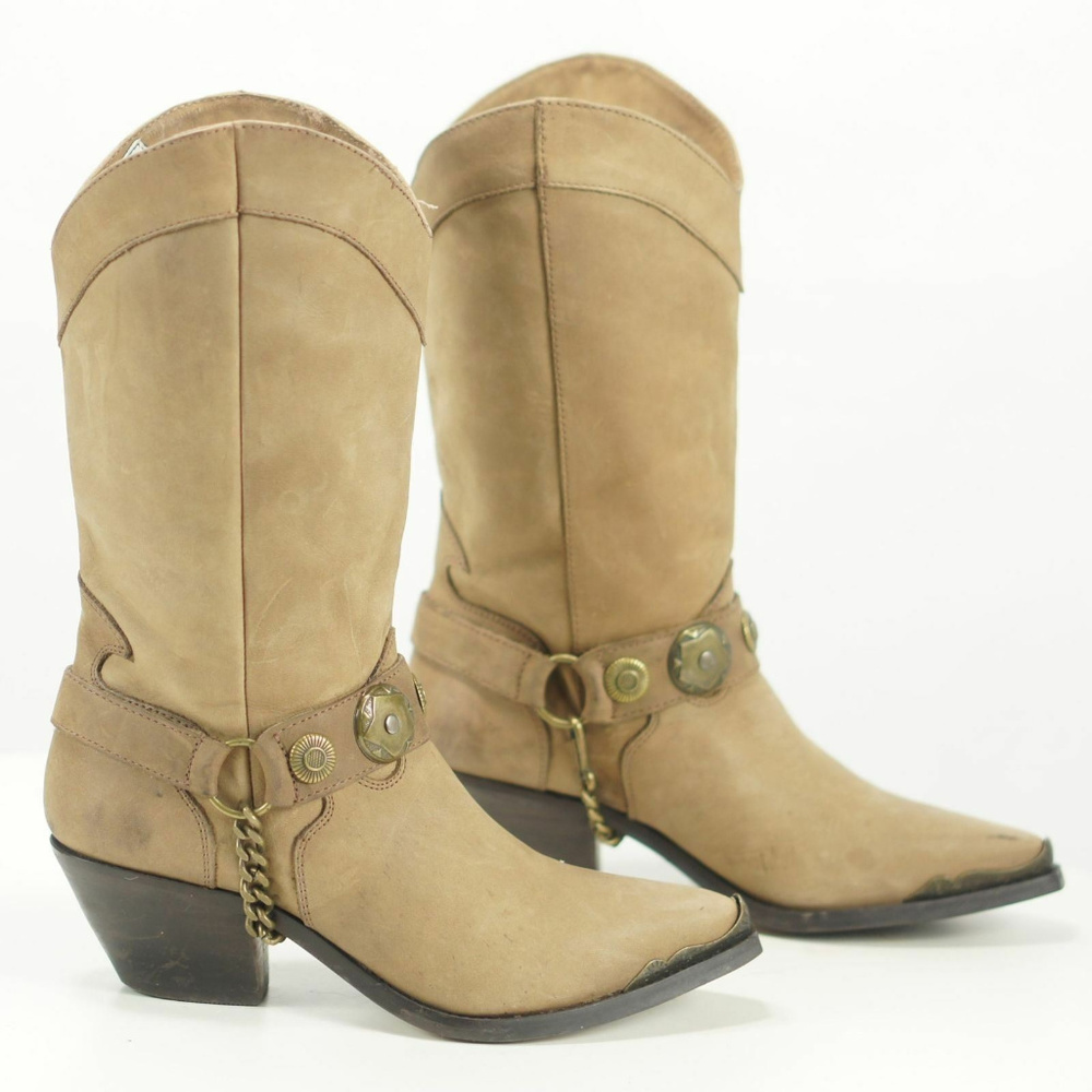 Code West Vintage Biker Cowboy Boots Conchos 5 M